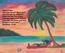 Rest in God postcard by artist Angela Young